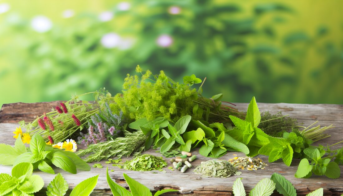 Entdecken Sie die Heilkräfte von 10 Kräutern, ihre Anwendungen und Sicherheit in der natürlichen Selbstmedikation für die Hausapotheke.
